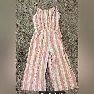 NWT Matilda Jane Jumpsuit - cream, pink, orange striped Womens Size medium